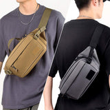 Men's High-end Denim Zipper Outdoor Sports Multi-function Tactical Single Shoulder Waist Pack Waterproof Hiking Chest Bag