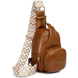 Women's PU Leather Sling Shoulder Bags Purse for Traveling Hiking Small Crossbody Chest Bags