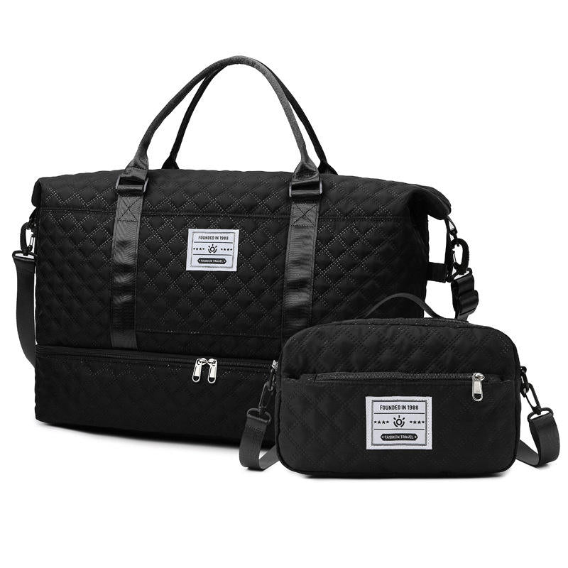 Large Capacity Weekender Travel Bag With Wet Pocket Shoes Compartment 2pcs Carry on Duffel Tote Bag Set With Small Handbag