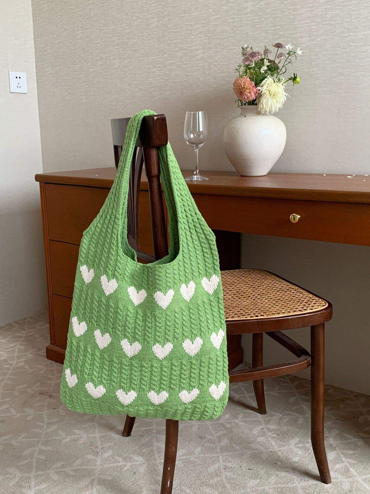 New High-End Exquisite Woolen Hand-Held Shoulder Bag Women's Fashion Cross-Border Knitted Woven Shopping Bag