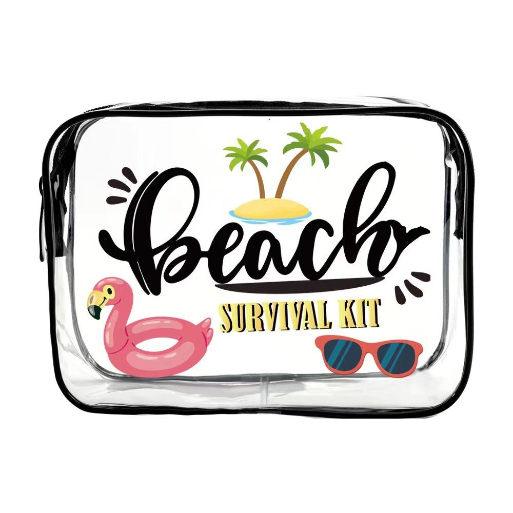 Hot-Selling Portable Zipper Storage Cosmetic Bag Eco-Friendly PVC Transparent Makeup Bag Cartoon Pattern for Travel Airport Use