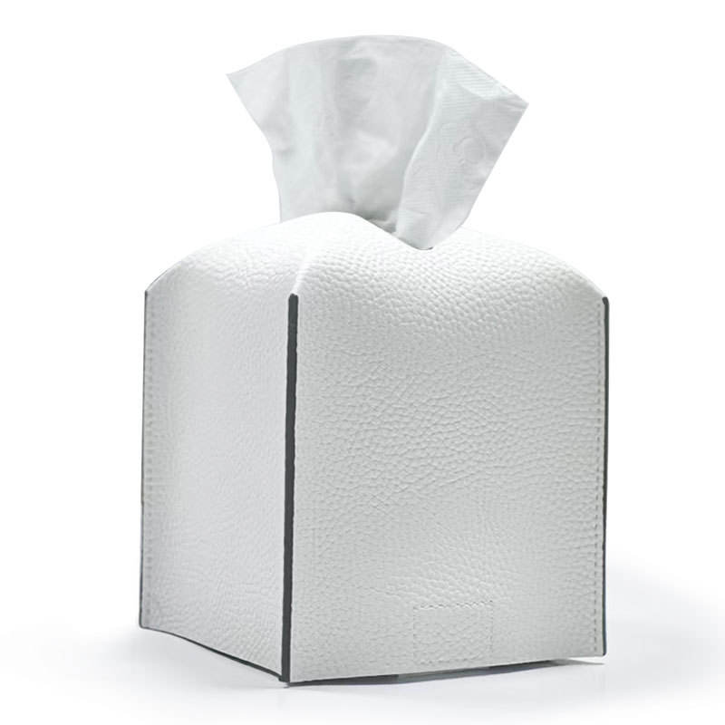 Modern Waterproof Lychee Pattern Napkin Tissue Box Cross-Border Square Leather Soft Pack Tissue Cover for Home Living Room Bag