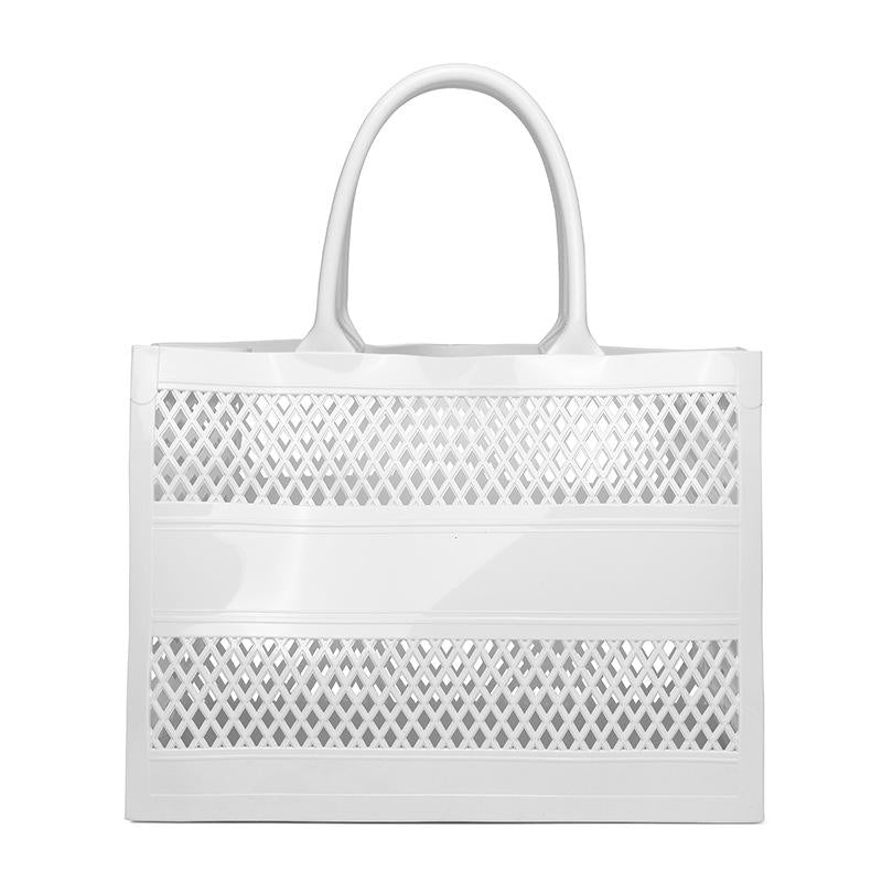 Tote Bag Large Capacity Summer PVC Jelly Open Closure DIY Beach Bag with Two Handles Waterproof for Women