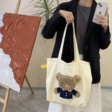 Large Capacity Polyester Tote Shoulder Bag for Women Cute Embroidered Versatile Artistic Design Lazy Medium Fashionable Letter