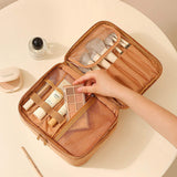Fashion Oxford Makeup Tool Storage Bag Partition Portable Towel Open Fashionable Handheld Wash Beauty Two Sections Cosmetic Bag
