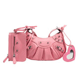 Women Hobo Handbags Motorcycle Tote Bags Rivet Purse Shoulder Bag Totes Punk Hip Hop Satchel Style Handbags