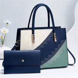 New 2-Pieces of the Mother's Handbags for Ladies Girls Pure Color Handbags Fashion Luxury PU Leather Purses
