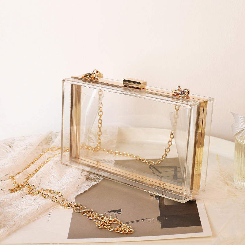 New Luxury Women Wedding Hand Bag Bridal Handbag Transparent Party Acrylic Evening Bags Clear Purse