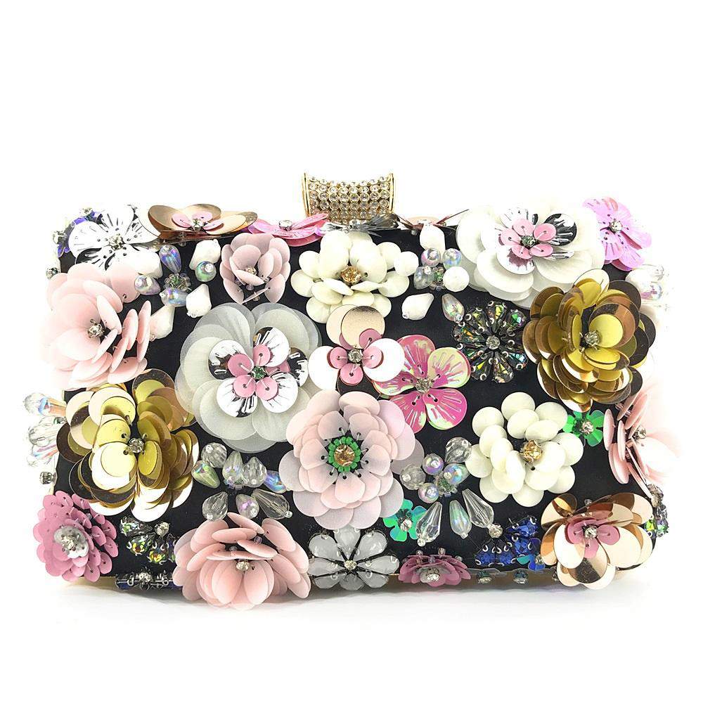 Luxury Lady Diamond Flower Evening Bag Wristlets Wedding Party Bridal Clutch Purse Chain Shoulder Flower Evening Bags
