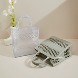 Summer Shopping Basket HandHeld PVC Bag Jelly Bag Large Capacity Storage Candy Color Hollow Easy Wash Dirt-resistant Fashion Bag