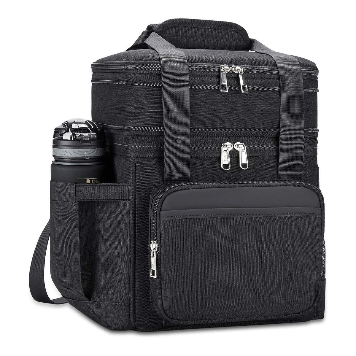 Double-layer Insulated Oxford Lunch Bag Zipper Portable Tactical Waterproof Freshkeeping Bento Storage for Camping Travel Basket