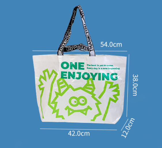 PP Woven Bag Trendy Large Capacity Reusable Ribbon Handheld Bag with Logo Print for Clothing Store Opening