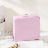 Large Capacity PU Cosmetic Bag with Zipper Closure Water Resistant Portable Makeup Travel for Toiletry Brushes Stand Shape