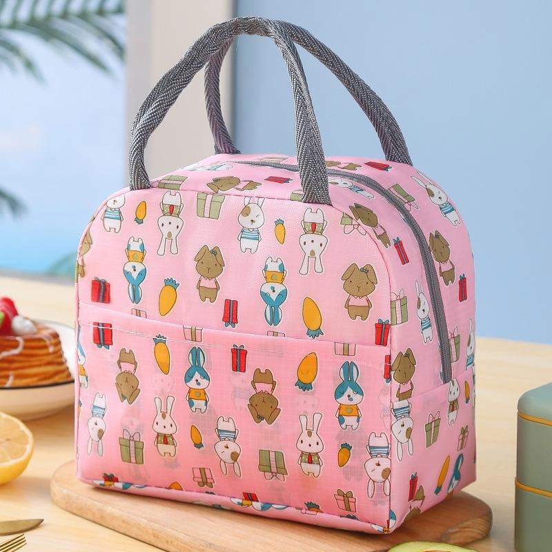 New Color Lunch Box Thermal Insulated Zipper Hand Carry Bento Bag for Students Office Workers Thickened Aluminum Foil Meal Bag
