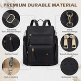 Women's Genuine Leather Anti-theft Travel Backpack Purse with Tassel Casual Shoulder Handbag