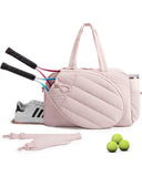 Women's Cross-Border In-Stock Quilted Fluffy Handbag with Racket Shoe Compartment Shoulder Bag with Polyester Lining Tennis Bag