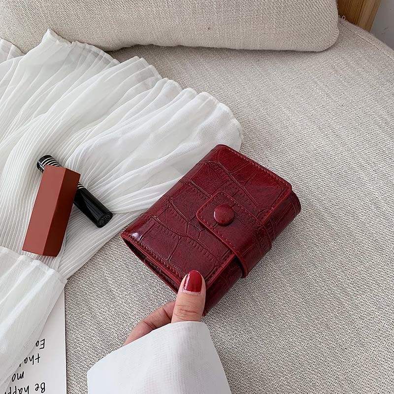 Cosmetic Bag Fashionable Portable Mini Lipstick Makeup Bag Small Cross-Body PU Storage Mirror Waterproof PC for Powder Storage