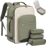 Spot Cross-Border Geometric Color Contrast Multi-Piece Waterproof Polyester Backpack Large Storage Business Travel Luggage Body