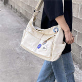 Women's Canvas Crossbody Bag Large Capacity Underarm New Korean Style Men's Trendy Water-Resistant Travel Shoulder Bag