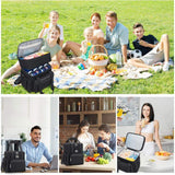 Double-layer Insulated Oxford Lunch Bag Zipper Portable Tactical Waterproof Freshkeeping Bento Storage for Camping Travel Basket