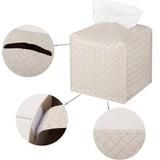 Tissue Case Waterproof Square Leather Simple Woven Pattern Luxury Dustproof Cover for Home Living Room Office Desktop
